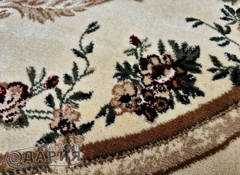 Тъкан персийски килим Blue stones 1798 cream елипса