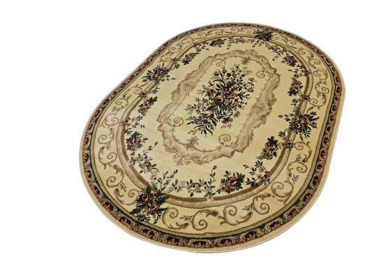 Тъкан персийски килим Blue stones 1798 cream елипса
