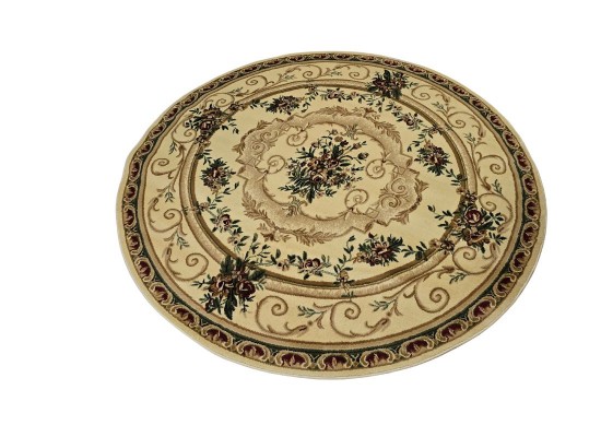 Тъкан персийски килим Blue stones 1798 cream кръг