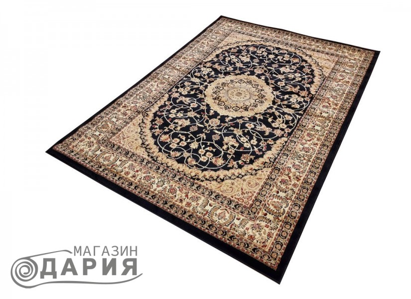 Тъкан персийски килим Blue stones 1656 black/cream
