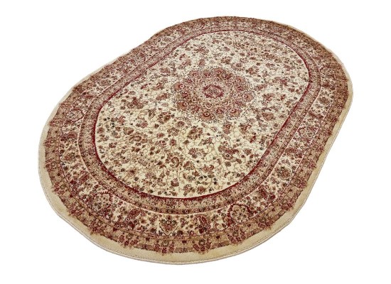 Тъкан персийски килим Blue stones 2538 cream елипса