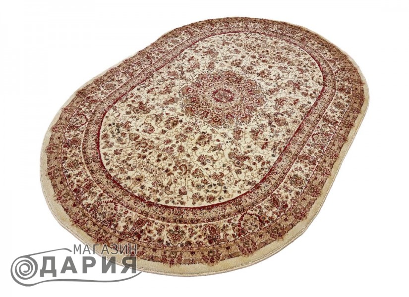 Тъкан персийски килим Blue stones 2538 cream елипса
