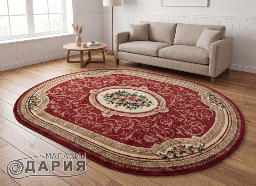 Тъкан персийски килим Blue stones 5261_red елипса