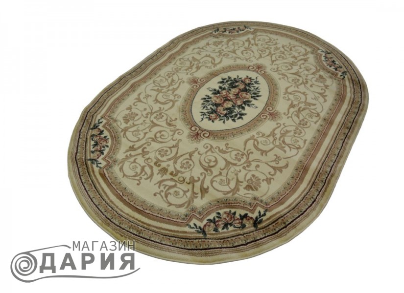 Тъкан персийски килим Blue stones 5261_cream елипса