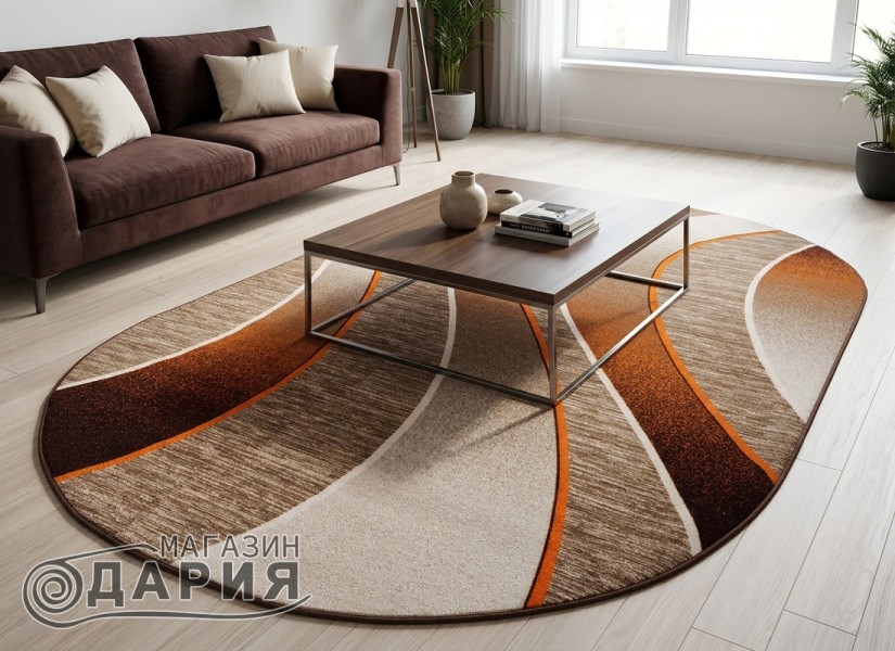 Мокетен килим ERIKA 8012 beige/orange елипса