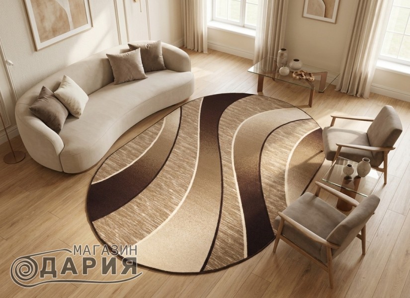 Мокетен килим ERIKA 8012 brown елипса