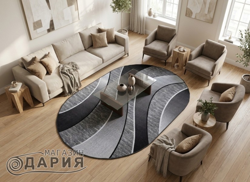 Мокетен килим ERIKA 8012 grey елипса