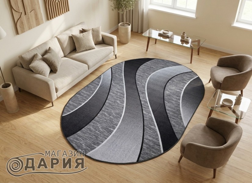 Мокетен килим ERIKA 8012 grey елипса