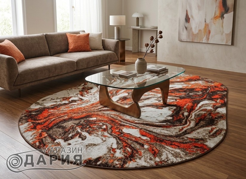 Мокетен килим ERIKA 8033 beige/orange елипса