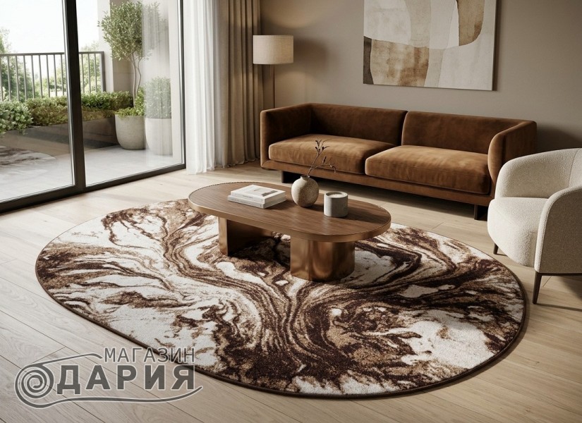 Мокетен килим ERIKA 8033 brown елипса