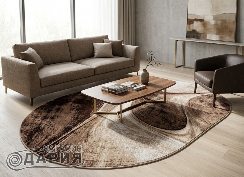 Тъкан килим MAGNOLIA 097 d.beige/beige елипса