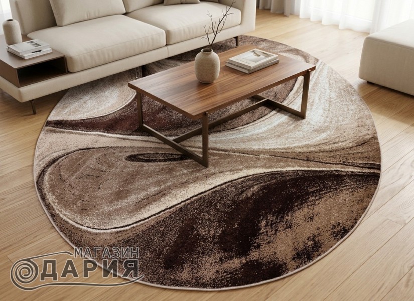 Тъкан килим MAGNOLIA 097 d.beige/beige кръг
