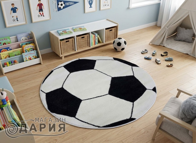 Тъкан килим MAGNOLIA 141 white/black КРЪГ