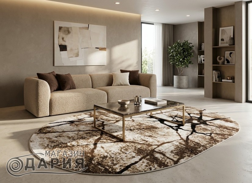Тъкан килим MAGNOLIA 563 cream/brown елипса