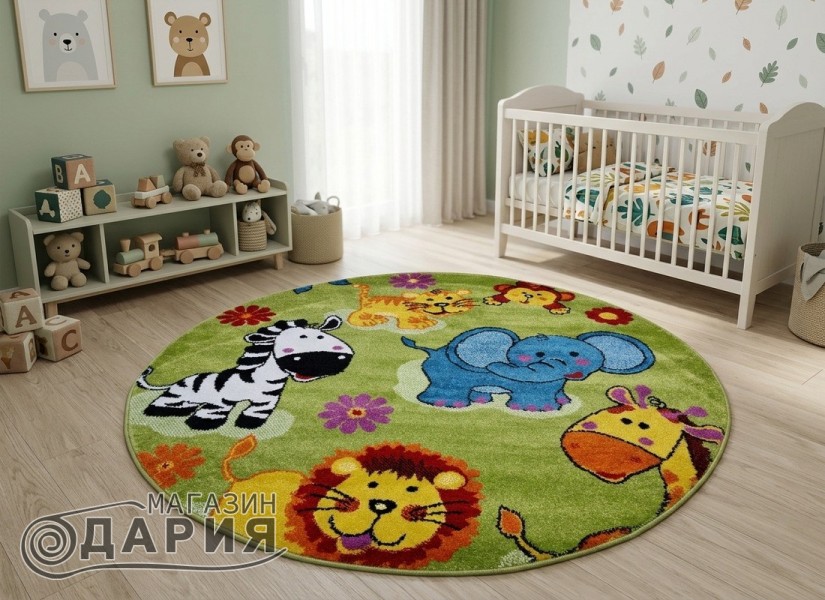 Тъкан килим MAGNOLIA 134 green КРЪГ