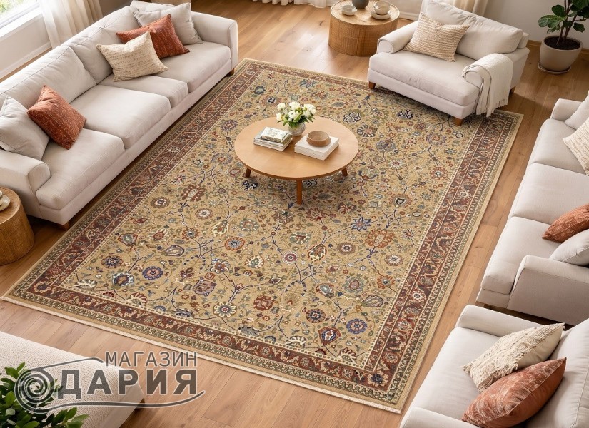 Тъкан вълнен килим Monarch 1642-1355 beige