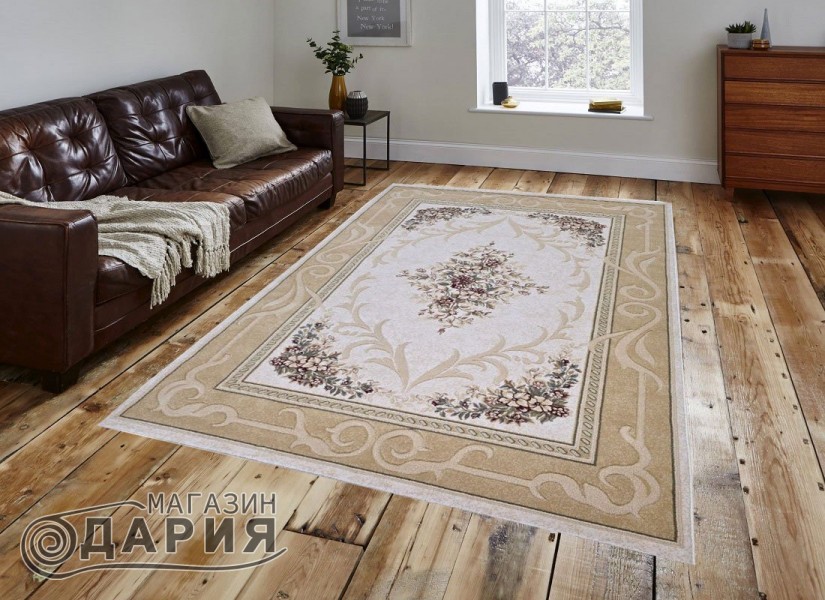 Тъкан вълнен килим Premium 2618-51053 beige