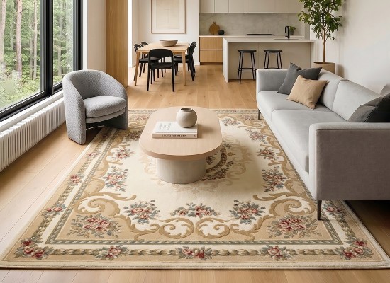 Тъкан вълнен килим Premium 6504-1055 beige