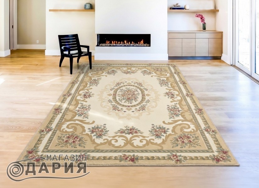 Тъкан вълнен килим Premium 6504-1055 beige