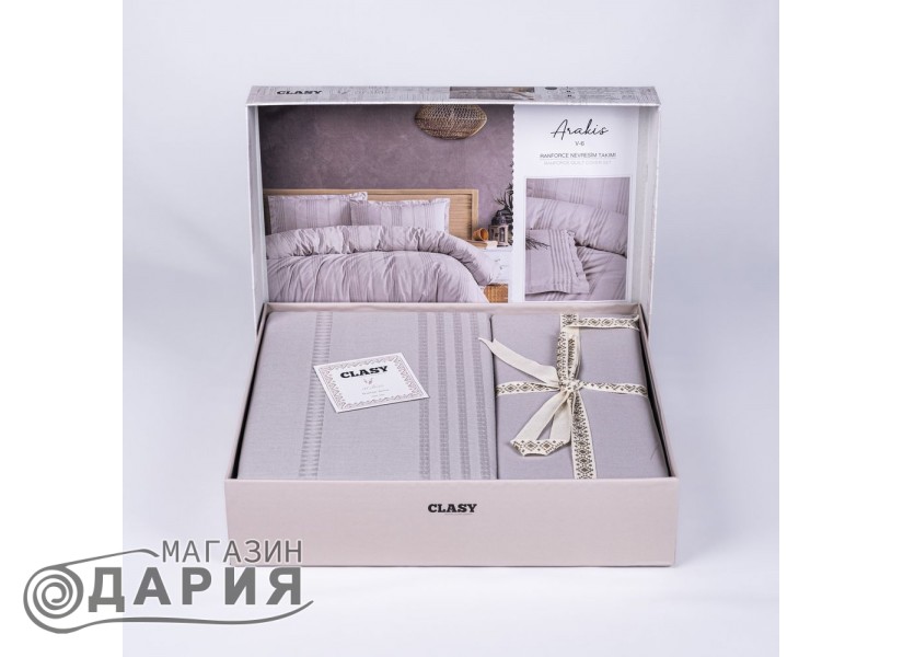 Бутиково спално бельо ранфорс Arakis light grey V6
