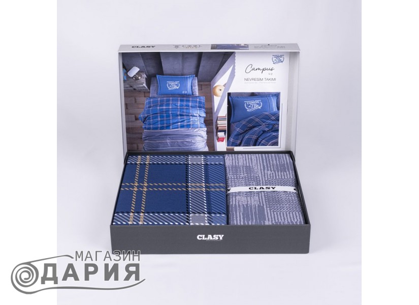 Спално бельо ранфорс Campus blue