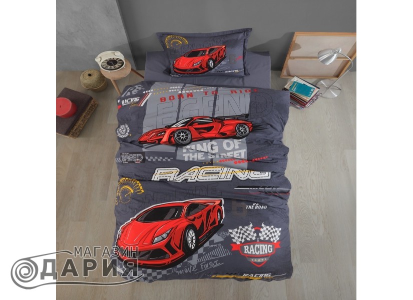 Спално бельо ранфорс Racing team blue