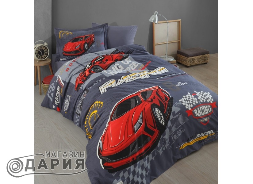 Спално бельо ранфорс Racing team blue