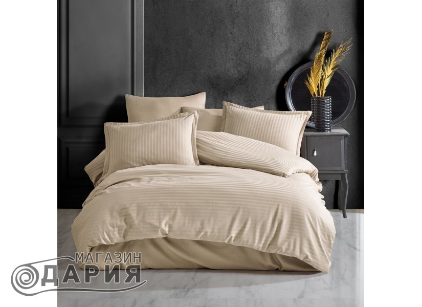 Спално бельо сатен Stripe beige/cappuccino