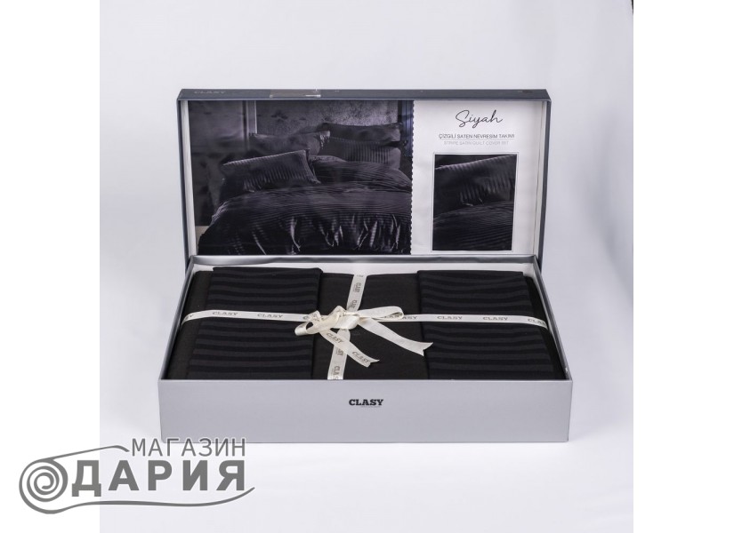 Спално бельо сатен Stripe black/siyah