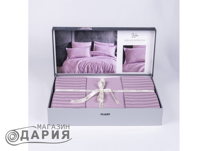 Спално бельо сатен Stripe lilac