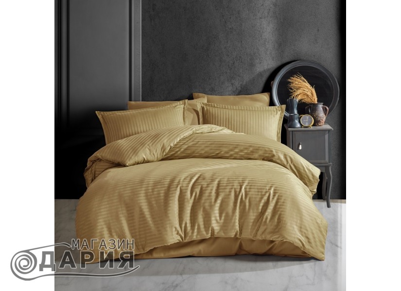 Спално бельо сатен Stripe mustard/hardal