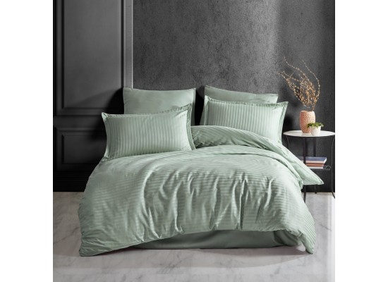 Спално бельо сатен Stripe tea green/ada cayi