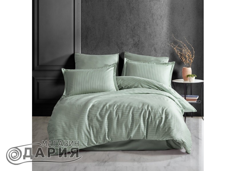 Спално бельо сатен Stripe tea green/ada cayi