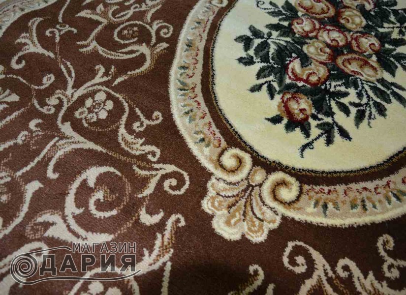 Тъкан персийски килим Blue stones 5261 brown кръг