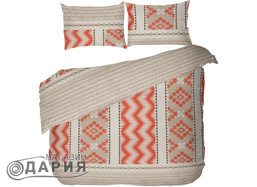 Спално бельо без долен чаршаф ФОЛКЛОР БЕЖ