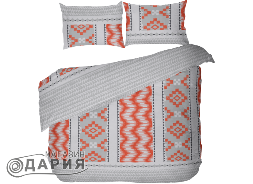 Спално бельо без долен чаршаф ФОЛКЛОР СИВ